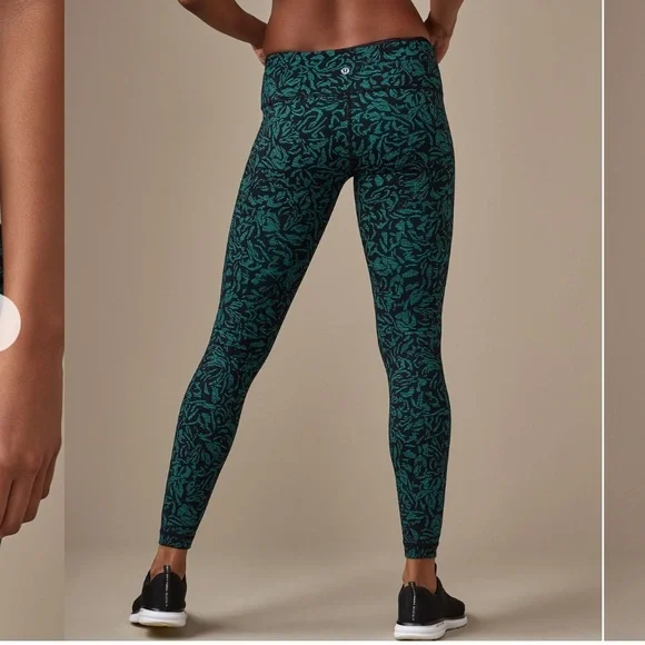 LULULEMON Wunder Under Low Rise Luxtreme Thrive Viridian Green Black Legging Pants Jumpsuits